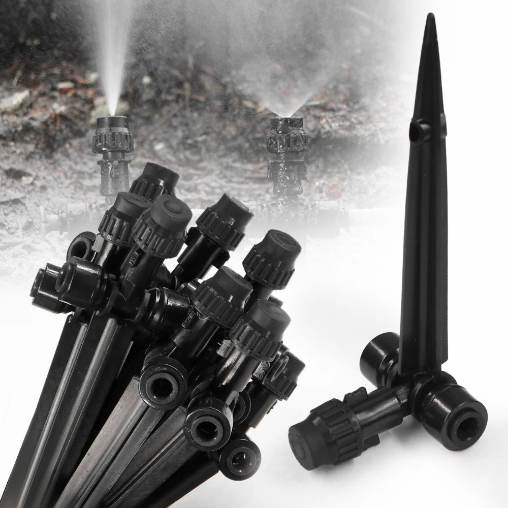 180&deg; Bend Misting Nozzles with Stake, Adjustable Sprinkler 1/4" Fine Atomization Sprayer, Quick Insert Slip Lock, Garden Irrigation, garden sprinkler, garden irrigation nozzle, drip irrigation sprinklers