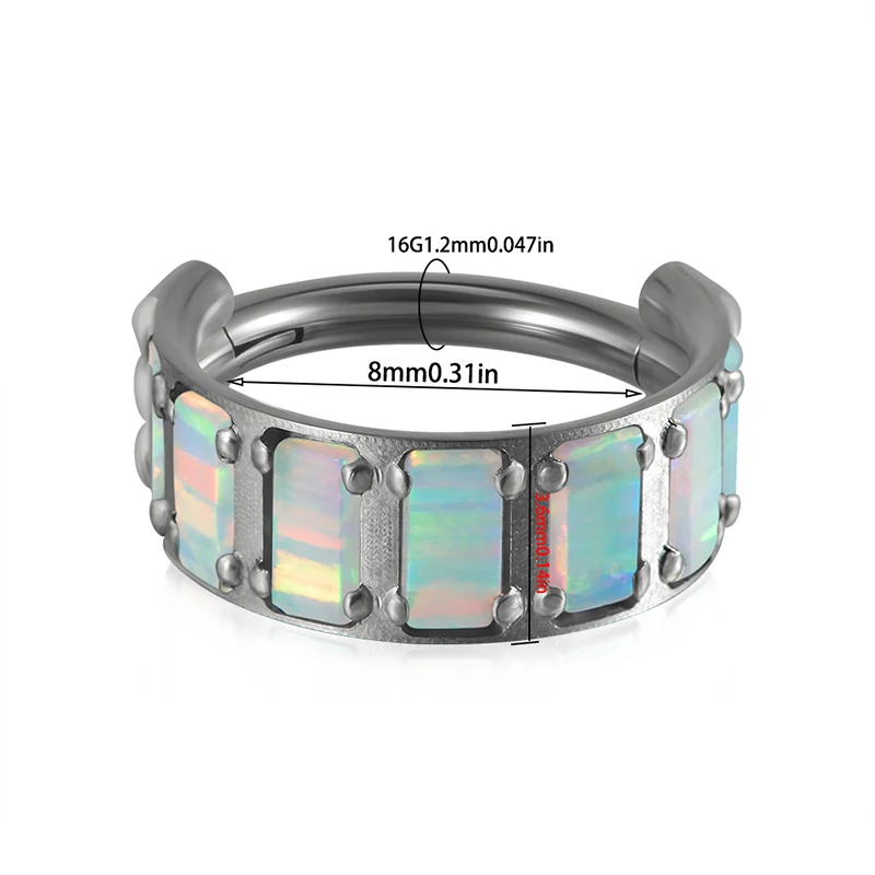 1PC G23 Titanium Piercing Jewelry Conch Cartilage Tragus Earring Ear Clip Hinged Nose Ring Hoop CZ Opal Stone Nose Septum Clicke