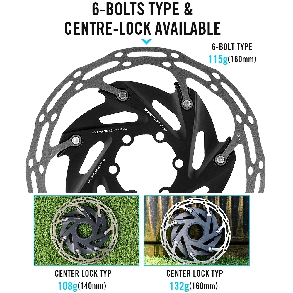 Bicycle Brake Rotors 2025 6-Bolts&Center-Lock 140mm/160mm MTB Road Bike Bicycle Parts Disc Brake Rotors Cycling Accessories