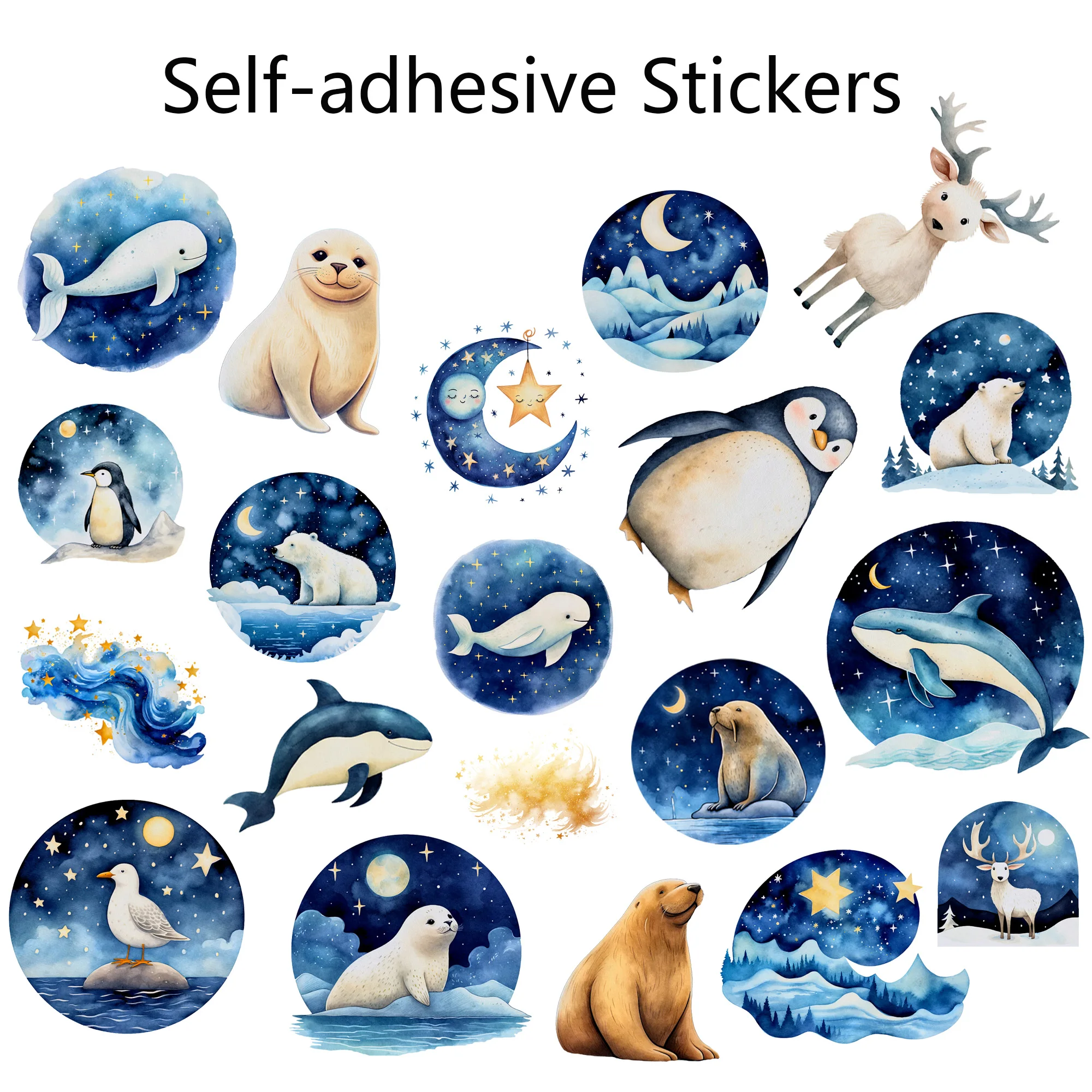 JAIIMAN 52pieces card+sticker Moonlight Animals Thick Writable DIY Card Set for Scrapbooking Supplies Junk Journal Kits Crafts Stickers Scrapbooking Supplies
