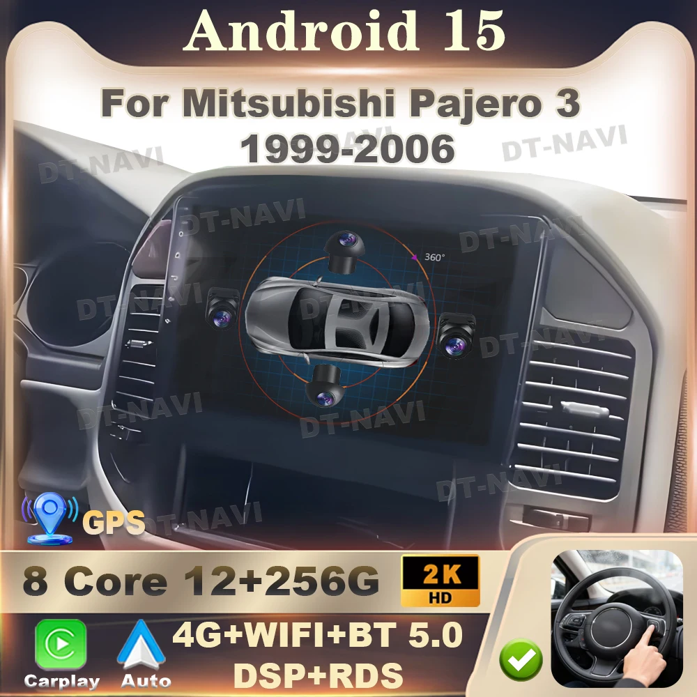 Radio para Auto Android 15 para Mitsubishi Pajero 3 1999 -- 2006, Reproductor Multimedia Estéreo, Navegación GPS, Carplay, Android Auto, Pantalla 2K 1