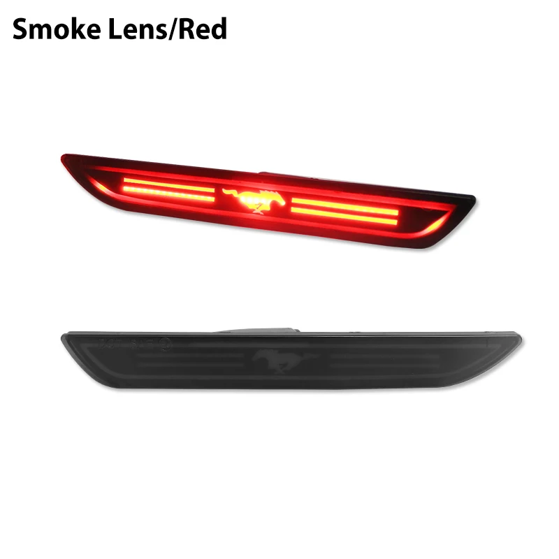 Clear Lens LED Rear Side Marker Lamps W/ Red LED Lights For 2015-23 Ford Mustang - View #3