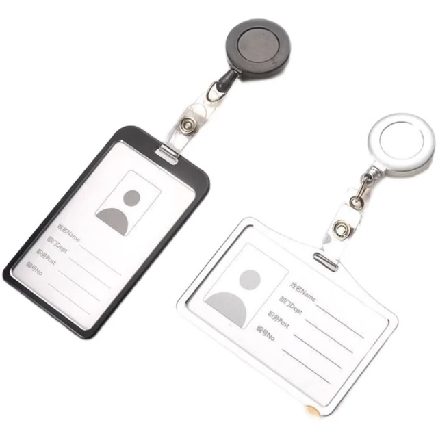 Porte-badge en alliage d'aluminium, pour le personnel de bureau, carte  d'identité, transparent, nom, pièce d'identité de travail, lanière à  accrocher - AliExpress