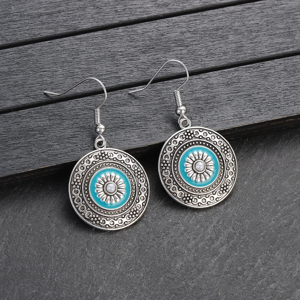 TseenYi Orecchini a forma di fiore blu boho blu opaco orecchini a perno a forma di fiore blu grandi orecchini pendenti floreali lunghi gioielli per donne e ragazze regali