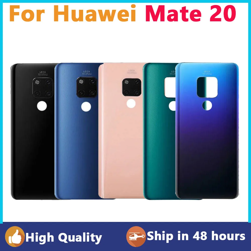 Huawei Mate 20 용 배터리 후면 커버, 후면 문짝 케이스, 카메라 렌즈 포함, 하우징 유리 수리 교체