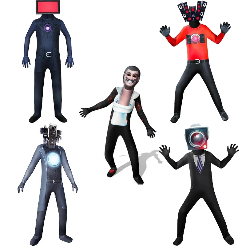 Skibidi Toilet Role Playing Costume Tv Fotocamera Maschile Costume Maschile Gioco Skibidi Pop Yes Toilet Halloween Costume Intero Da Festa