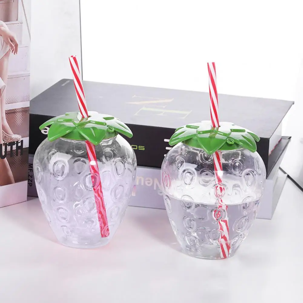 Summer Cartoon Kawaii Strawberry Straw Cup Water Bottle Cartoon Food Grade Strawberry Straw Cup Water Bottle With For Kids