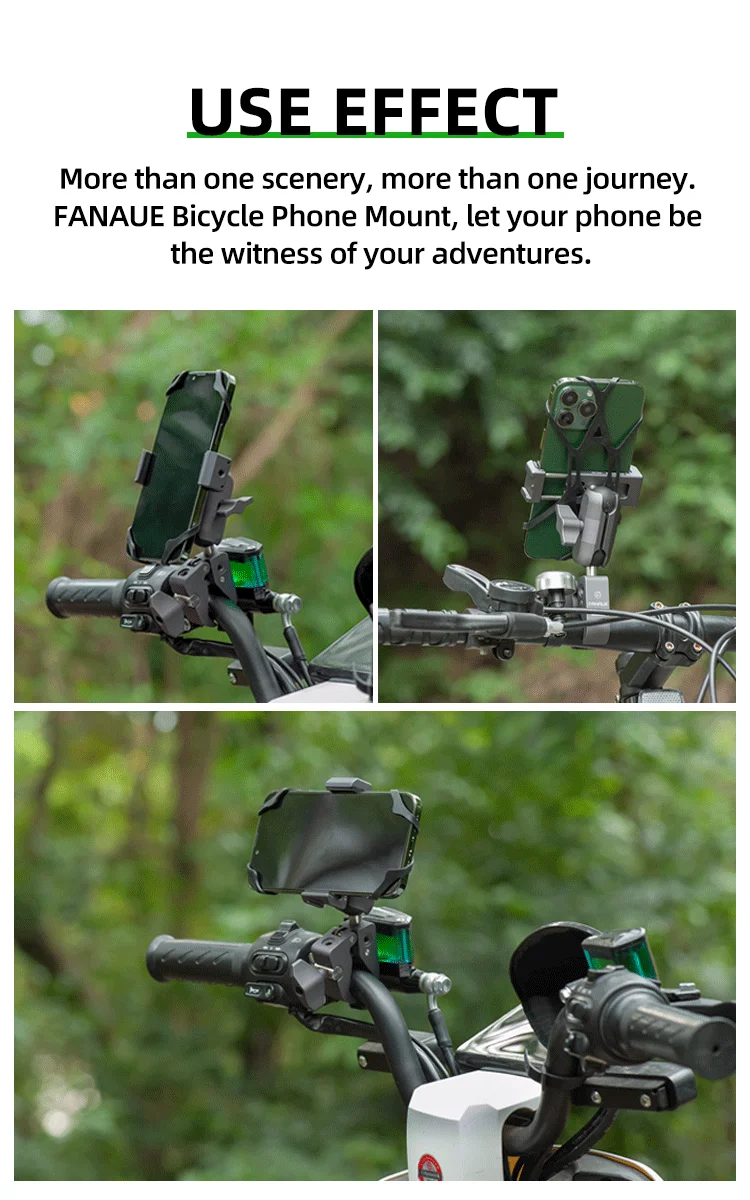 FANAUE Aluminum Bicycle Motorcycle Mobile Phone Holder 360&deg; View Universal MTB Road Bike Cycling Phone Clamp Quick Attach/Detach magnetic wireless charger phone holder