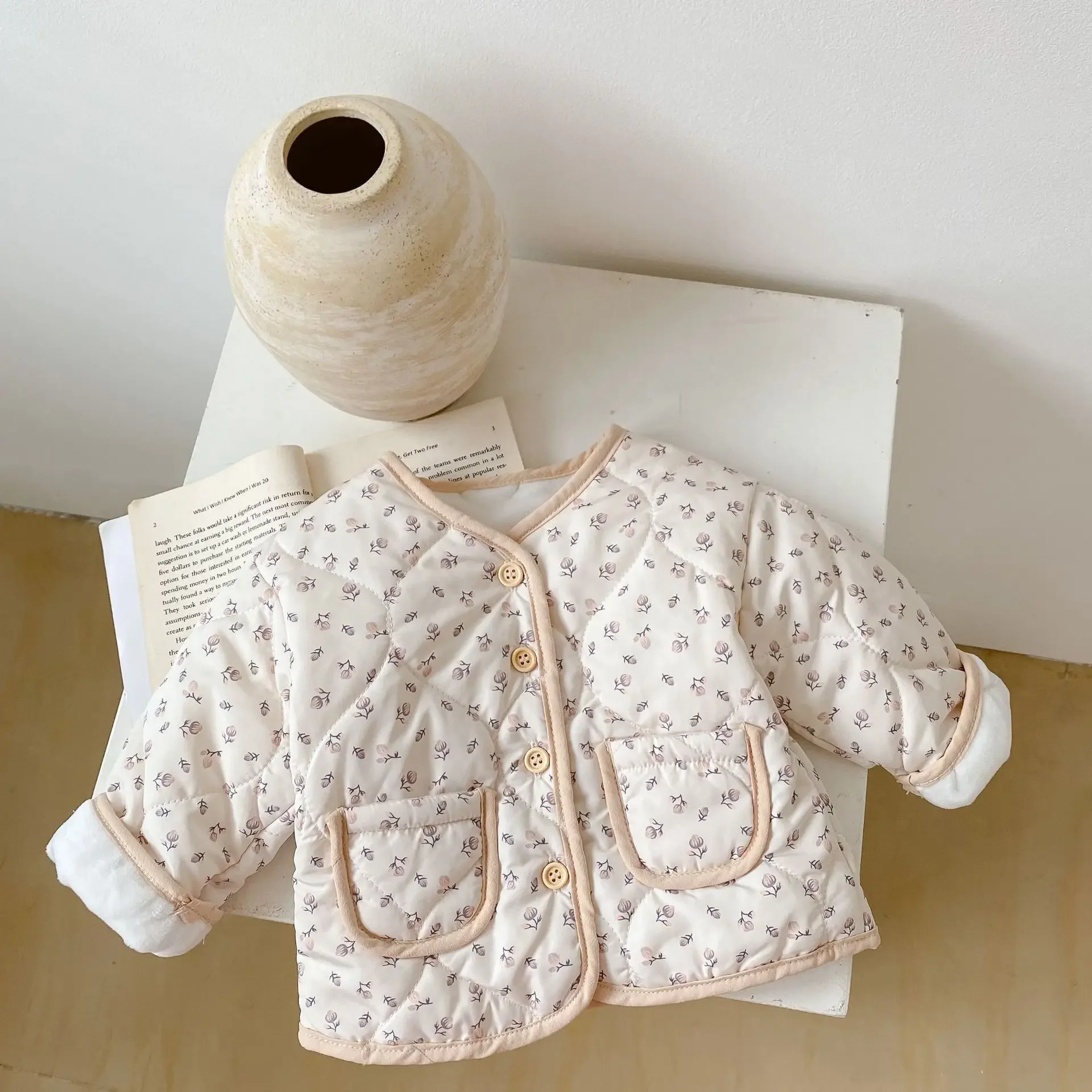 Baby Coat Winter Baby Girl's Cotton-padded Jacket Floral Coat Fleece Inside Cardigan kids jackets,winter coat