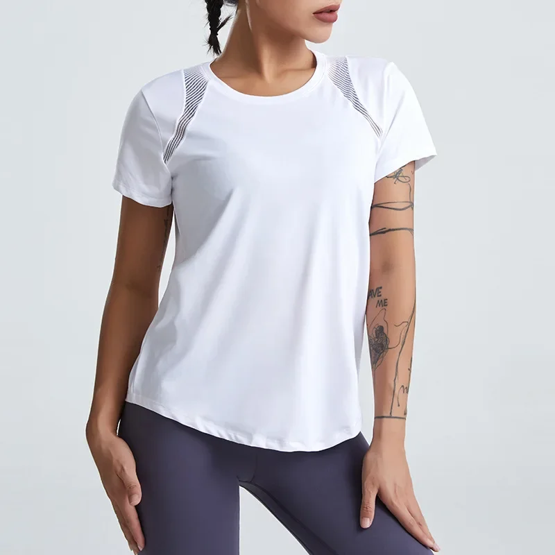Loose Yoga Clothes Tops Short-Sleeved Running Quick-Drying T-Shirts Short Sports Hollow Fitness Women's yoga top sports t shirt yoga shirt sports shirt