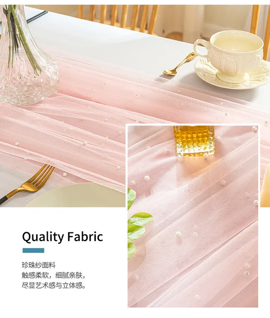 3 Runner Da Tavola In Garza - Decorazione Romantica Per Matrimoni E Feste - Foto 6