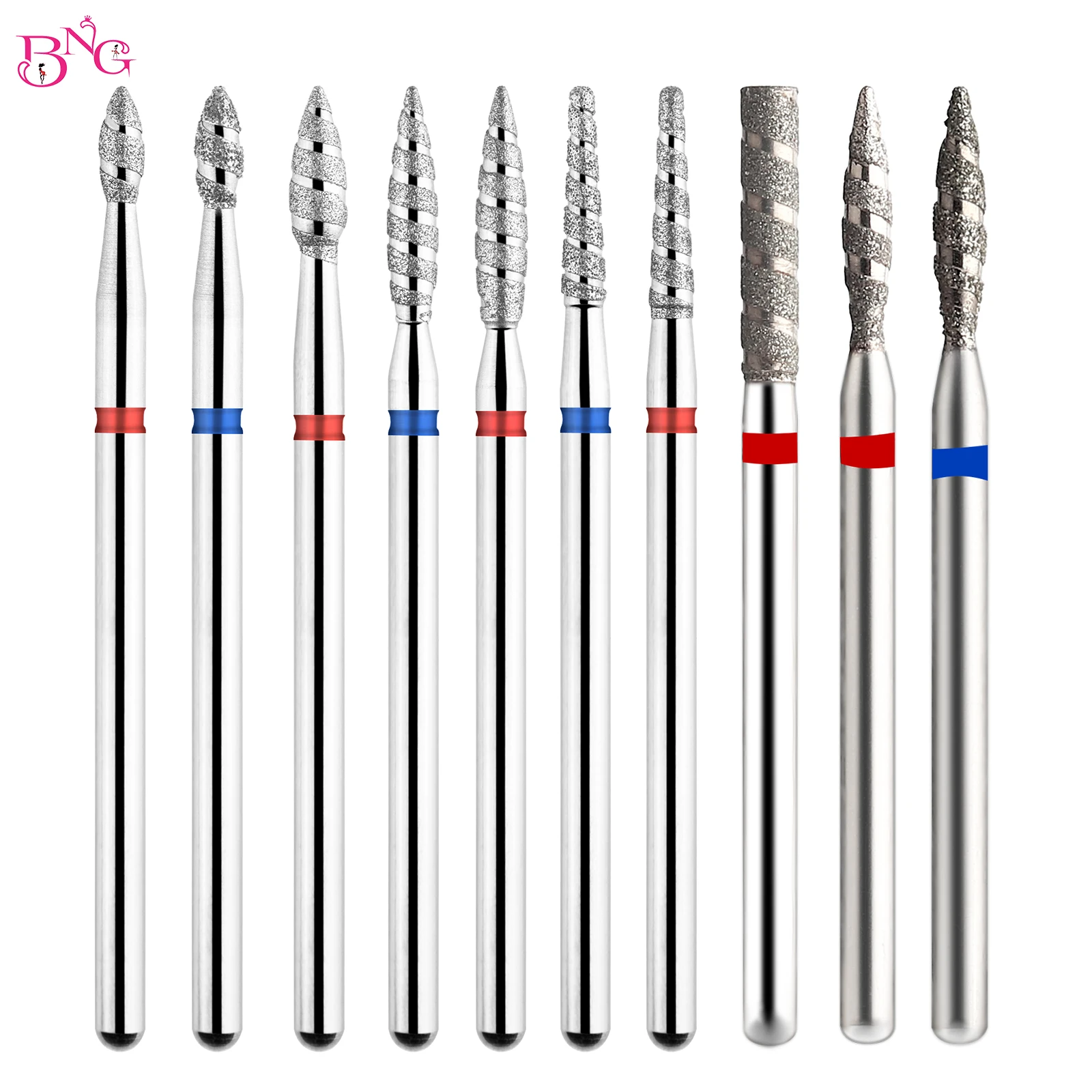Bng Tornado Flame Nail Drill Bits Diamond Manicure Drill Bits Cuticola Clean Burr Fresa Bit Nails Accessori Tool