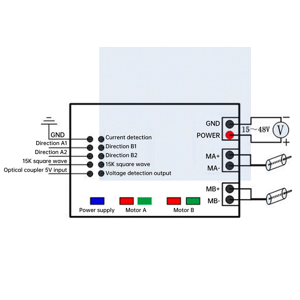 DC 12V-48V 100A 듀얼 채널 모터 드라이브 모듈 DC 모터 드라이버 초고전력 H-브리지 옵토커플러 절연