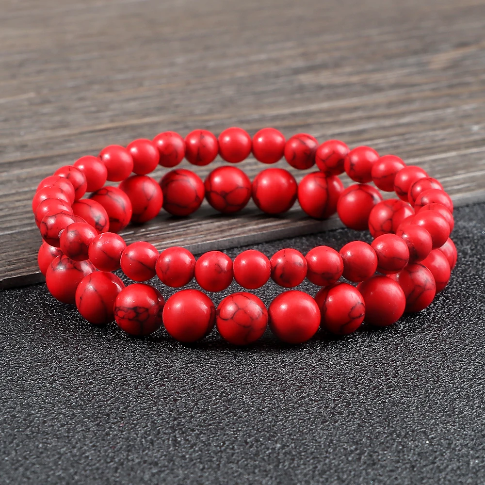 Red - Handcrafted Stone Work Bracelet 08