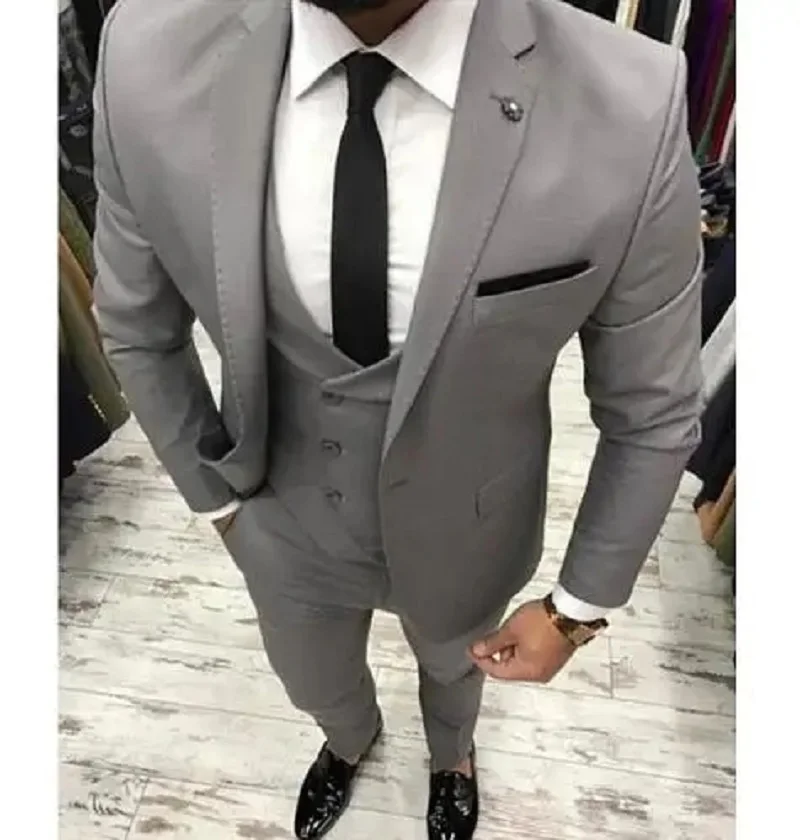 Men Suits For Wedding 3 Pieces (Jacket+Pant+Vest) Latest Design Terno Masculino Groom Custom Made Fashion Blazer