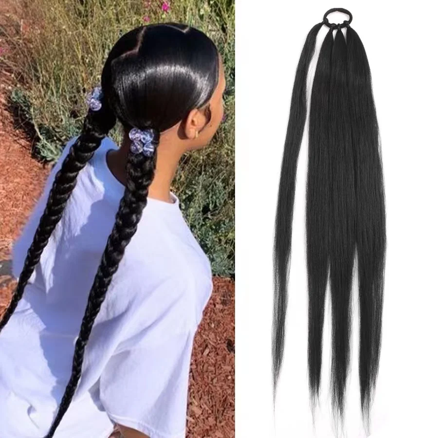 Ponytail Extensions Synthetic Wrap Around Ponytail With Rubber Band Hair Ring DIY 26 Inch Ombre Black Brown Grey Boxing Braids rubber band rubber band rubber ring elasticity and durability in rubber band for 17 18 19 inch woodworking band saws