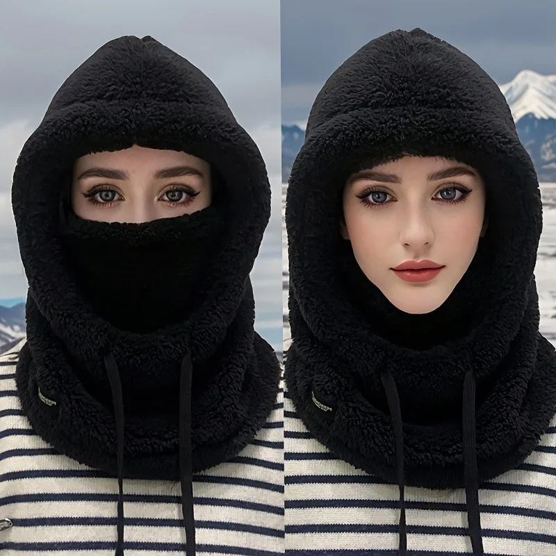 Winter Warm Thermal Windproof Balaclava Ski Hood Motorcycle Face Cover Polar Fleece Adjustable Cycling Neck Cover Full Face Mask
