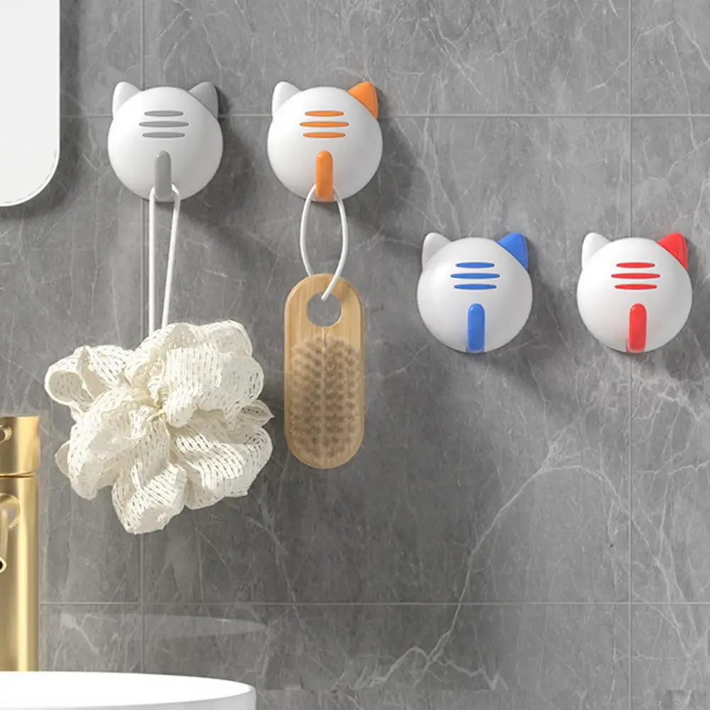 

Self-adhesive Wall Hooks Adorable Cat Wall Hooks for Bathroom Kitchen Multifunctional Adhesive Hangers for Towels Bags Umbrellas