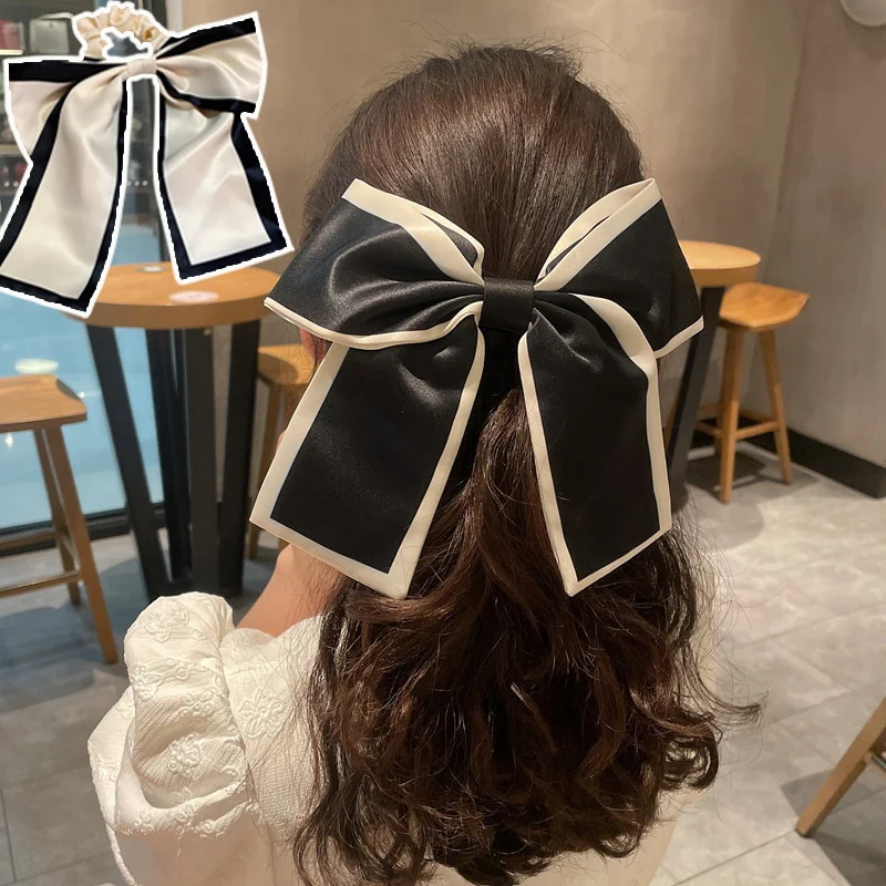 

Large Bow Ribbon Hair Bands French Elegant Scrunchies Girl Streamers Hair Tie Ponytail Holder Elastic Hair Rope Women Headwear