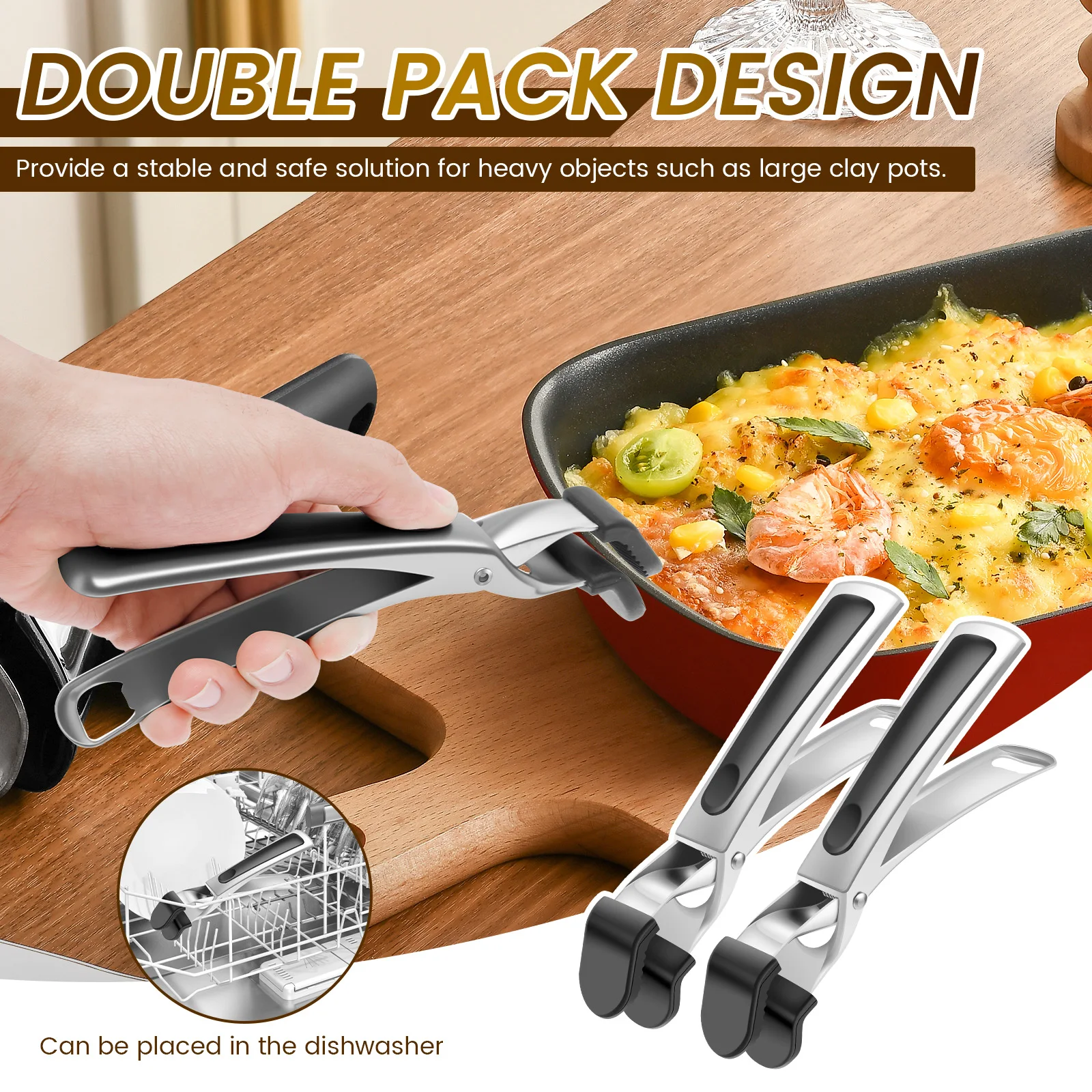 2 Pcs Anti-scald Clip Stainless Steel Plate Gripper Anti Scalding Tray Holder Multi-functional Tray Clip for Kitchen Accessories