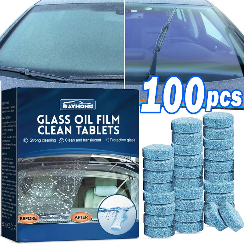 

100pcs Car Windshield Cleaner Car Effervescent Tablet Glass Water Solid Cleaner Universal Automobile Accessories Spray Cleaner