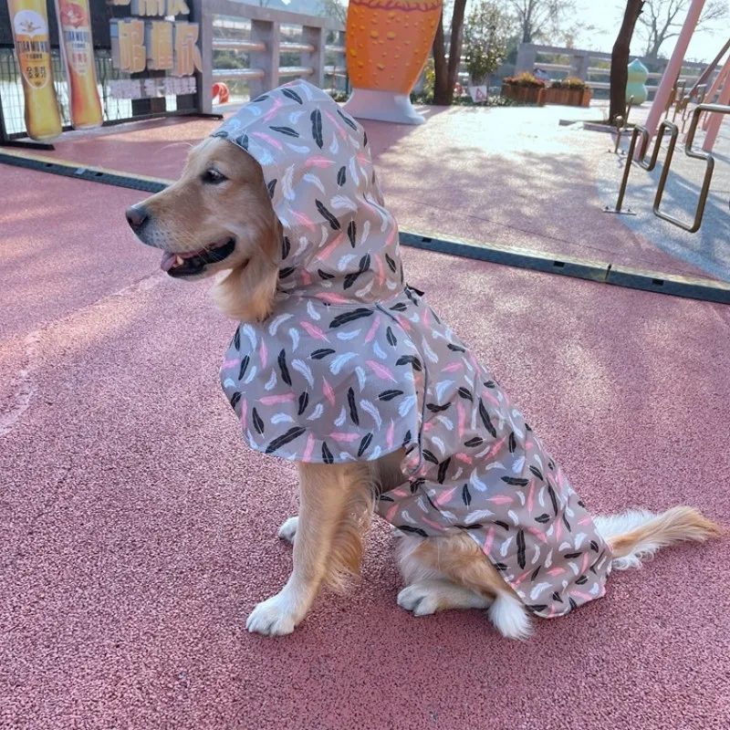 Pet Dog Raincoat, Cartoon Adorable Clothes Soft Lightweight Waterproof for Big Medium Doggie with Hood