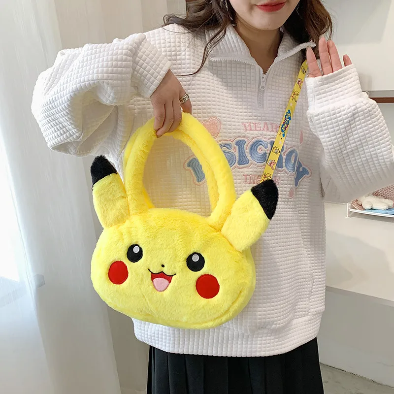 Women Japanese ins cute lamb plush duck shoulder bag big goose feather Tote bag girl Funny handbag 