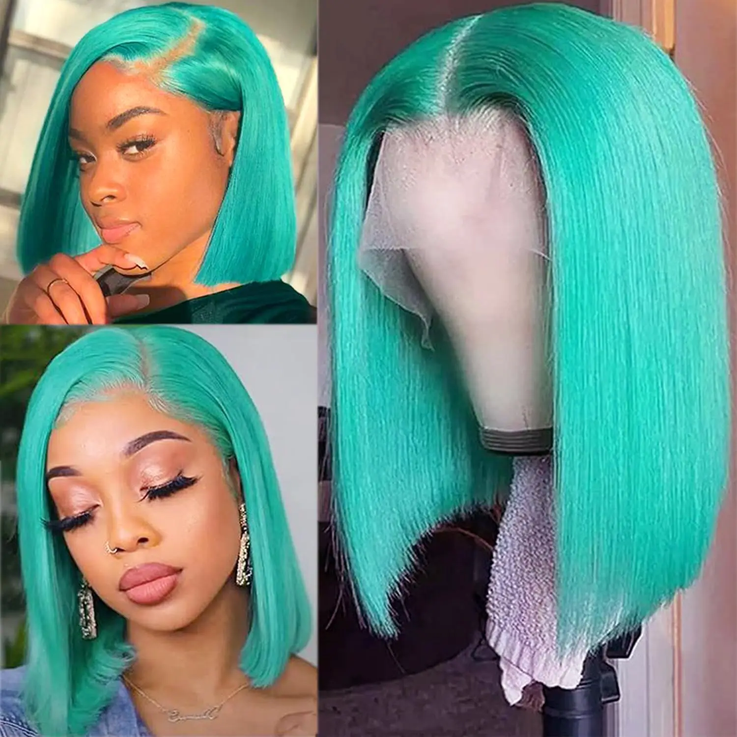 green-13×4-lace-front-wigs-human-hair-natural-hairline-green-bob-wig-straight-hair-green-wigs-for-women-brazilian-virgin-hair