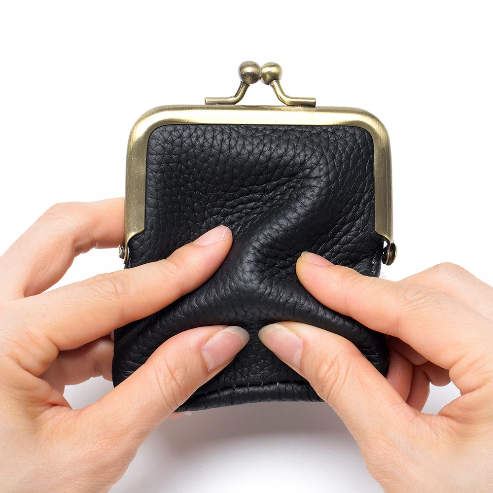 Genuine Leather Mini Lipstick Bag Cowhide Card Holder Storage Classic Coin Purse  Clip Clutch Wallet Earphone Case For Women - AliExpress