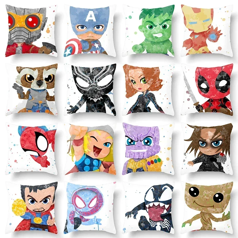 Marvel Cartoon Pillow Covers Spider-Man Captain America Iron Man Groot Decorative Home Bedroom Cushion Cover 45*45cm