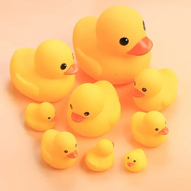 1/4PCS Cute Small Yellow Duck Baby Bath Toys Squeeze Rubber BB Bathing Water Fun Toy Race Classic Squeaky Kids Toys 2