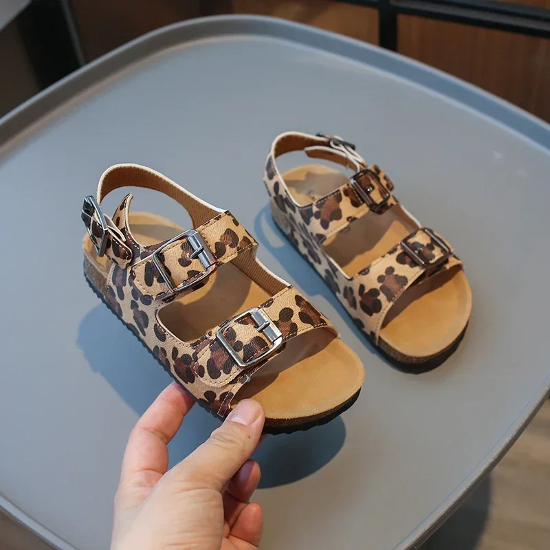 Fashion Kids Summer Sandals for Boys Girls Medium Big Children Beach Sandals Open Toes Leopard Prints Classic Buckle kids shoes children sandals kids sandals beach shoes