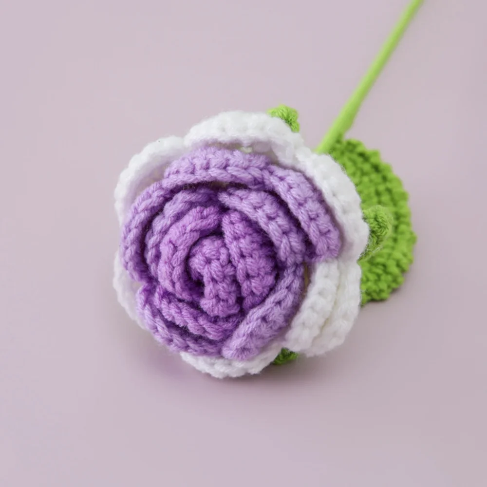 Artificial Flowers 1pc Crocheted Flowers Artificial Bouquets Handmade Rose Sunflower Tulips Wedding Party Decor Birthday Gift