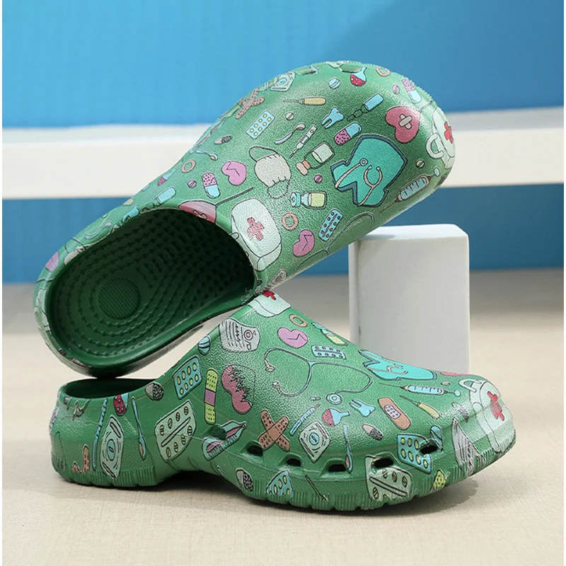 Medical print Nurse Clogs EVA Surgical Slippers Lightweight Non-slip Doctor Scrub Clogs Dental Pet Clinic Nursing Clogs Y07-1 3