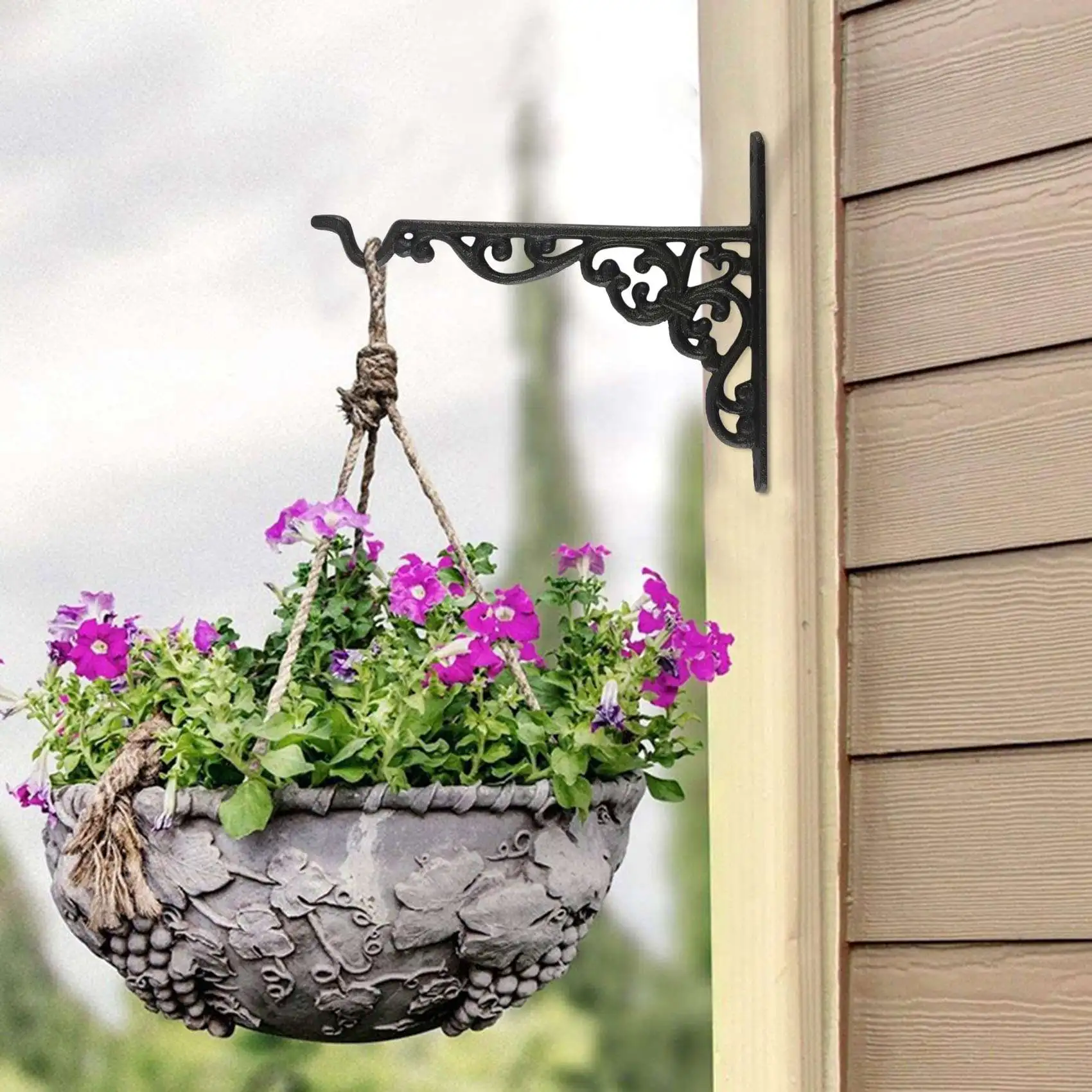 Cast Iron Hanger Wrought Iron Garden Hook Flower Pots Basket Wall Hanger  Bracket With Expansion Screw - AliExpress