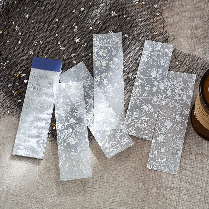 

20pcs/pack Broken Thoughts INS Style Silver Plants Sulfuric Acid Paper Hand Account DIY Material Decoration Paper
