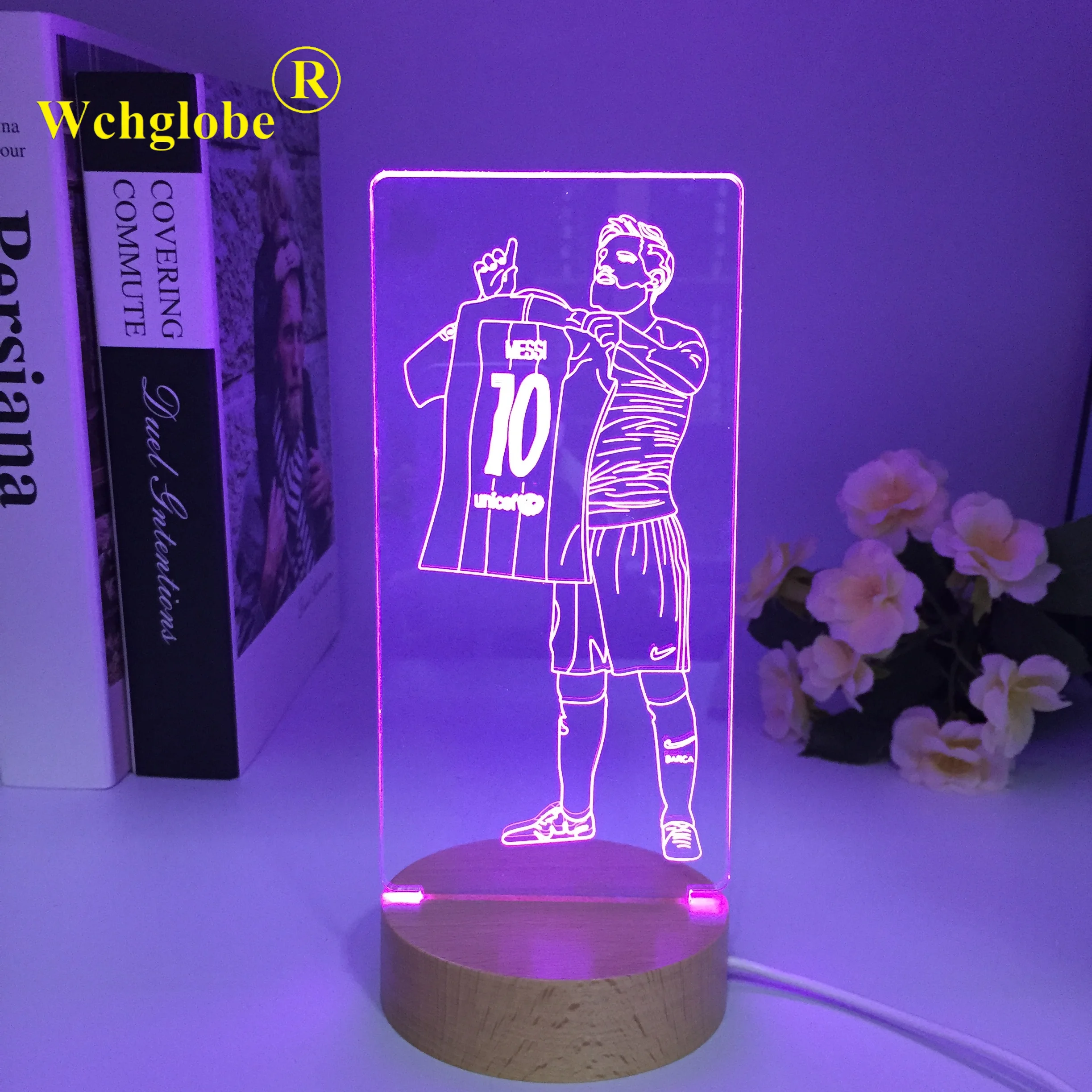 

Novelty Football Players Wooden 3D Visual Night Light Sports LED Desk Lamp Office Desktop Decoration Holiday Gift for Friend