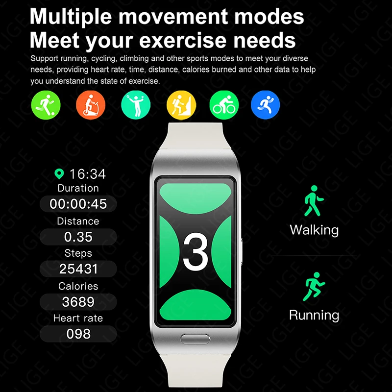 LIGE New 2in1 Headphones Smart Watch Voice Call Smartwatch TWS Bluetooth Earbuds Heart Rate Blood Oxygen Monitor Sports Bracelet