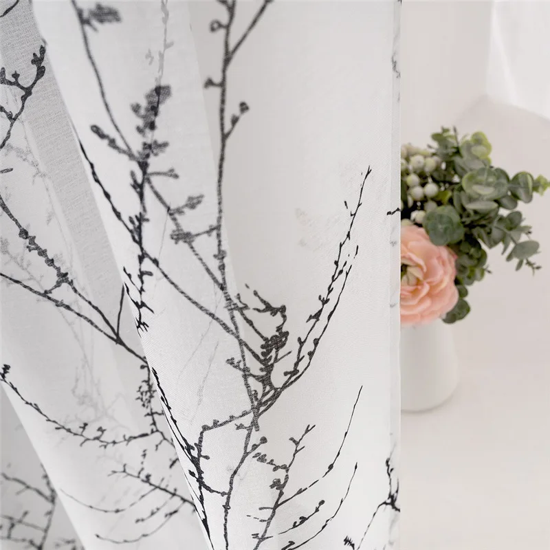 Modern Print Tree Branches Sheer Curtains in the Living Room Bedroom Kids Room Tulle Kitchen Window Treatment Drapes
