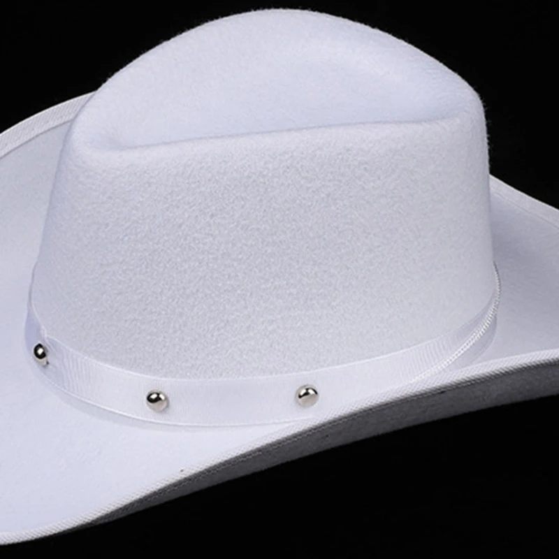Cowboy Hats Felt Western Style Wide Brim Hat For Women Men Halloween Cosplay Party Costume