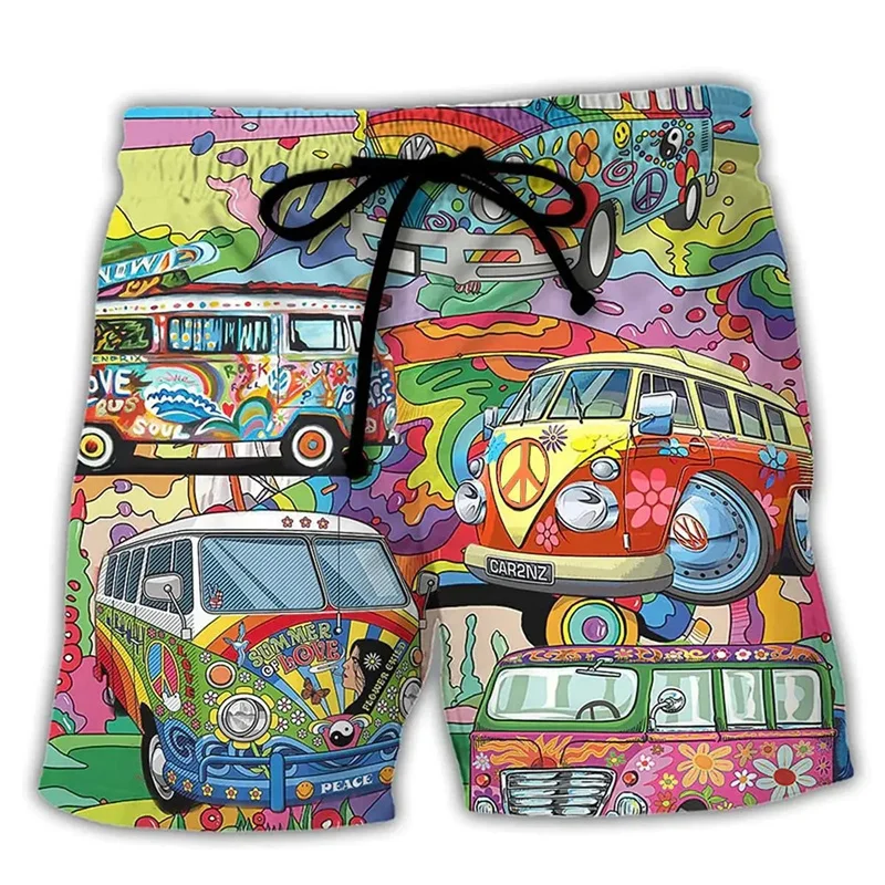 Colorful Graffiti 3D Printed Surfing Board Shorts Cool Summer Street Hip Hop Swim Trunks For Men Kids Vacation Beach Shorts 4