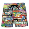 Colorful Graffiti 3D Printed Surfing Board Shorts Cool Summer Street Hip Hop Swim Trunks For Men Kids Vacation Beach Shorts 4