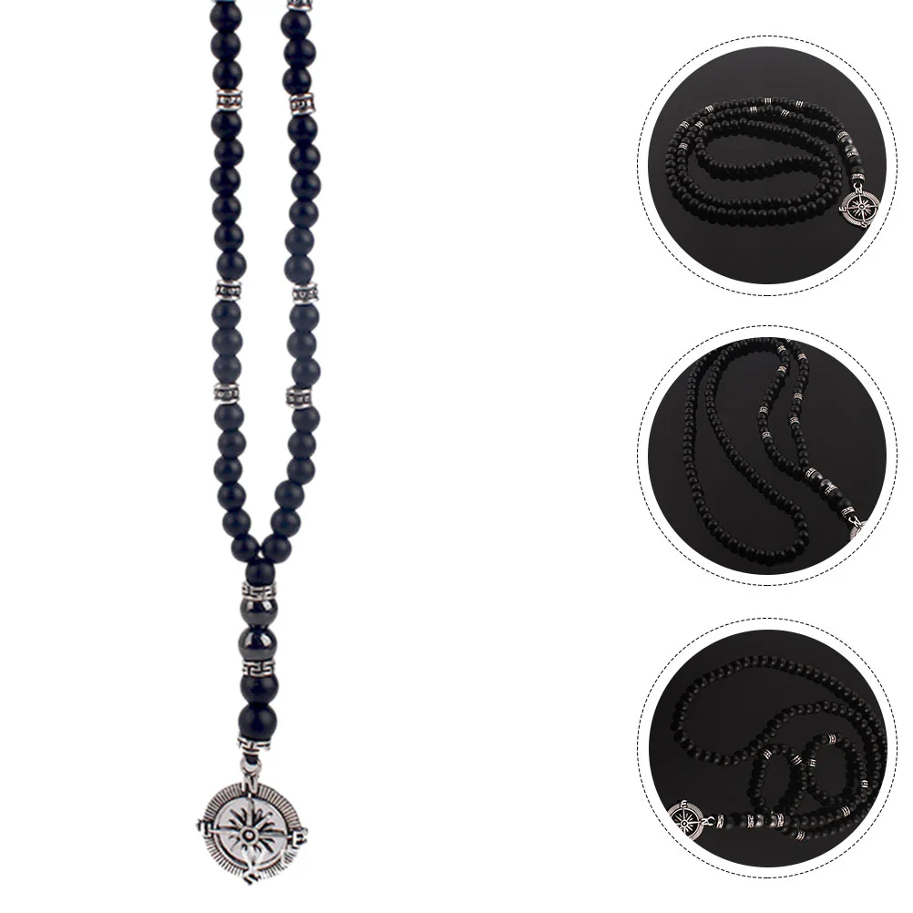 

Compass Necklace Pirate Mens Pendant Necklaces Locket Bar Men's for Agate Beaded