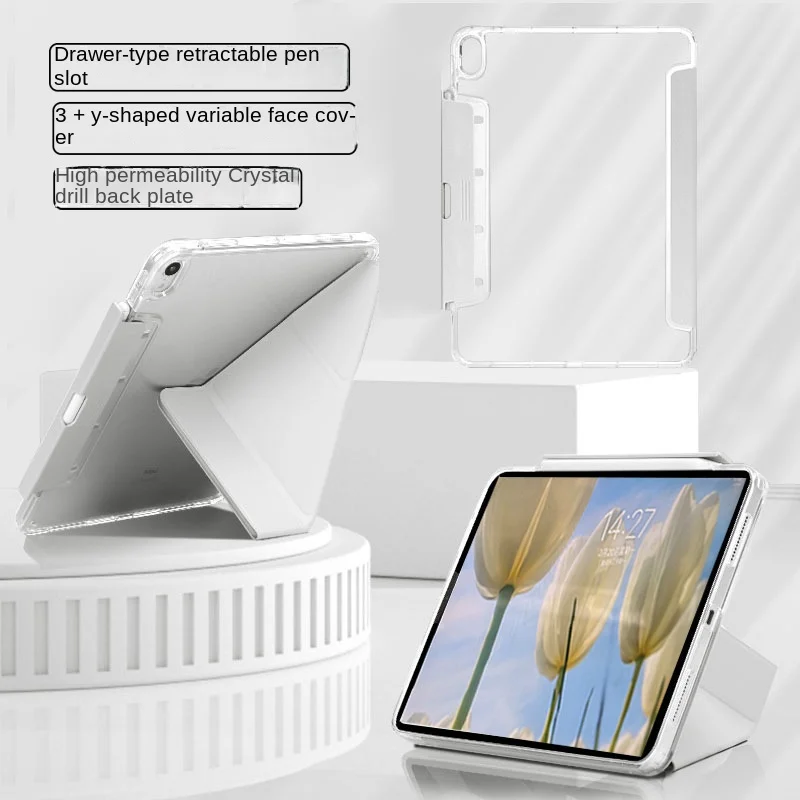 

Stylish iPad 2023 Acrylic Protective Cover For iPad Pro 11 12.9 7th 8th 9th 10th Gen inch Air 45 with Drawer-Style Pen Slot Case