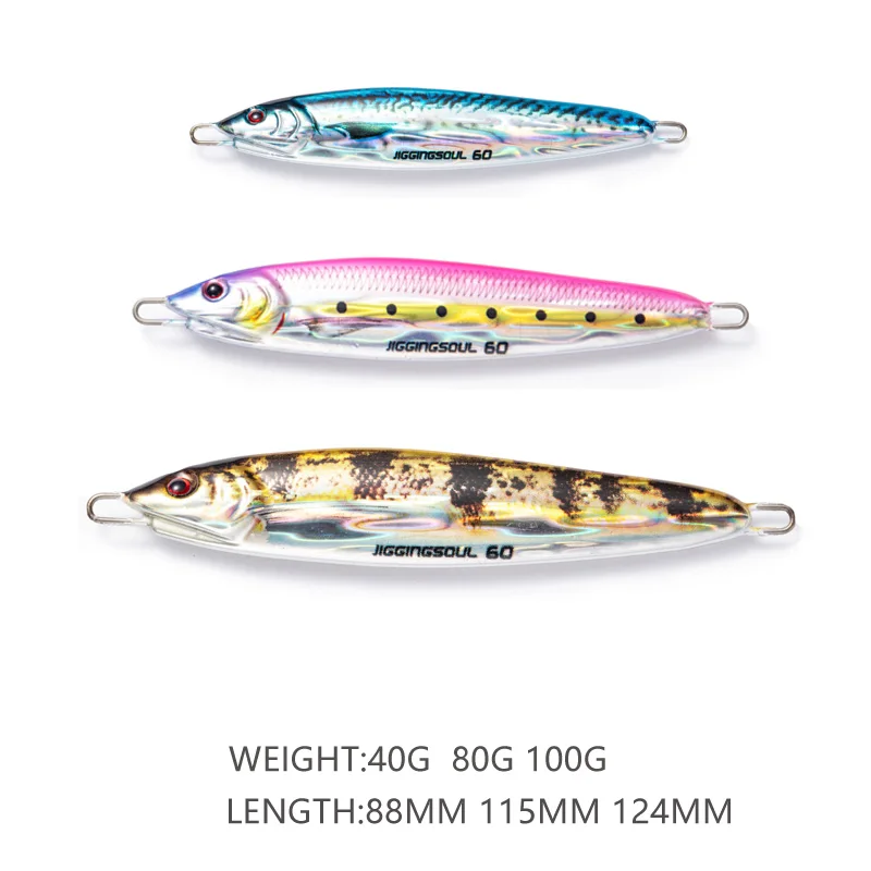 2023 Sea fishing Metal Jig 40g 80g 100g Fishing Lure Weights Bass Fishing Bait Tackle Trout Jigging Lure Jigs Saltwater Lures 4