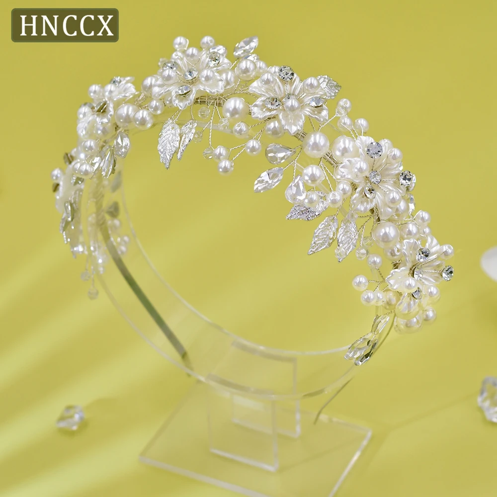 Pearl Rhinestone Headband Head Jewelry Beauty Accessories for Women Handmade Alloy Leaves Wedding Hair Hoop CP603