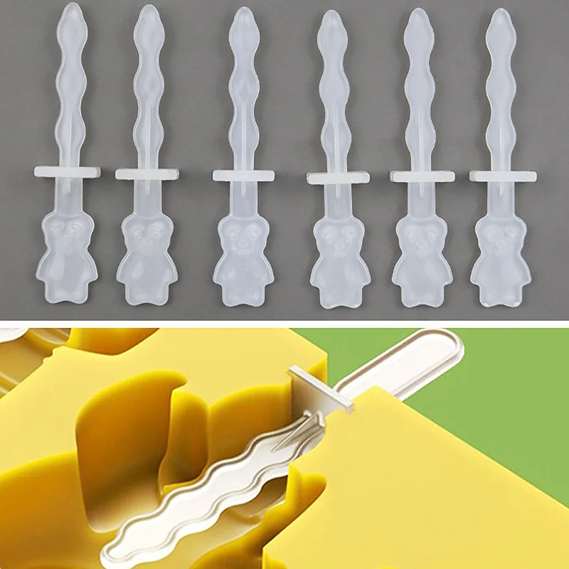 6Pcs Reusable Ice Cream Sticks Silicone Popsicle Sticks Creamsicle Cakesicle Cake Candy Pop Ice Lollies Ball Molds