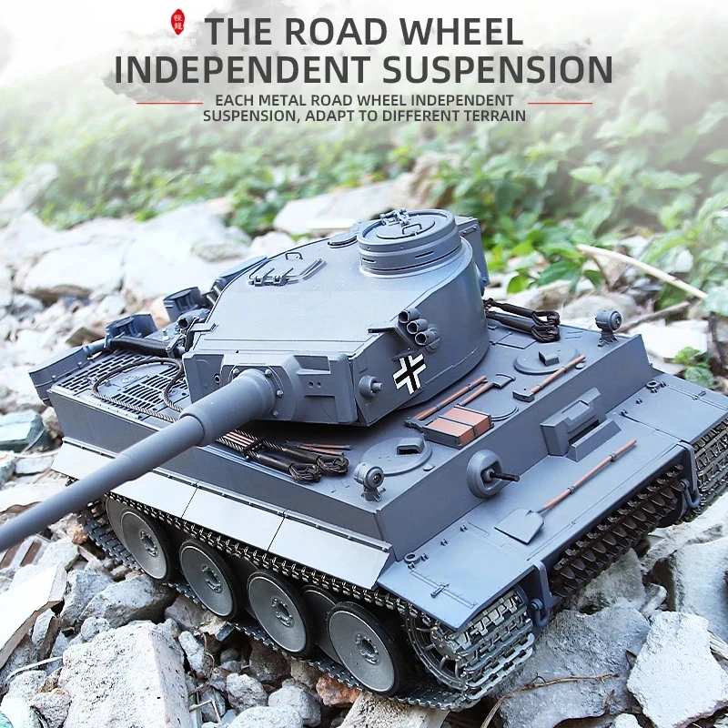 New Upgrade Alloy Metal RC Tank With Smoke Heavy-Duty Remote Control Tanks 2.4G Radio Controlled Sound Effects Simulator 6