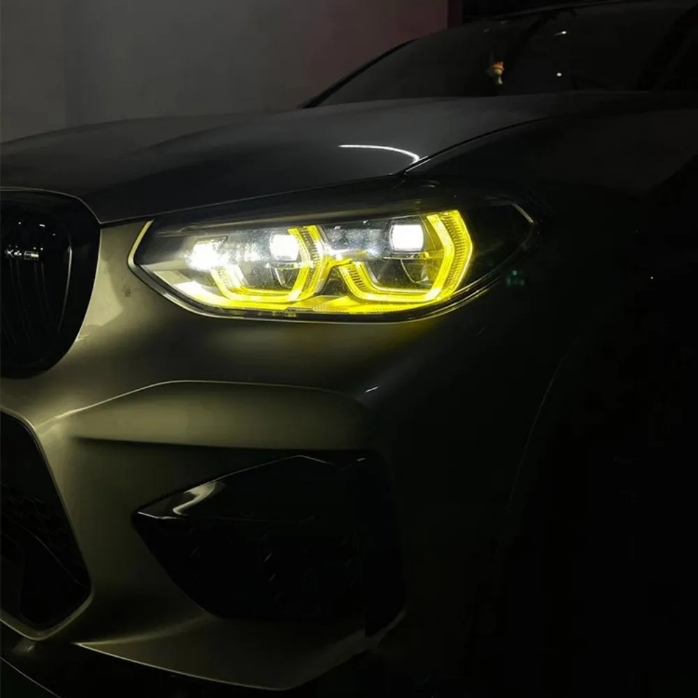Blue Yellow Angel Eyes For 18-21 BMW X3 X3M F97 G01 X4 X4M G02 Yellow Red DRL Module LED Boards Daytime Running Lights