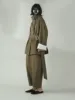 Solid Patchwork Button Chic Trench For Women Lapel Long Sleeve Spliced Belt Temperament Designer Coats Female New set 1
